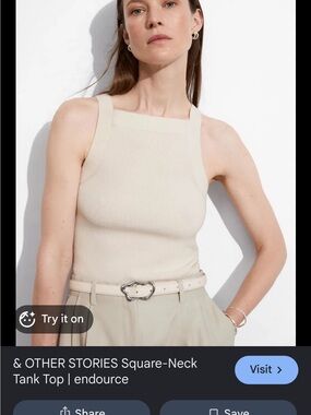ISO: & Other Stories Cream Square-Neck Ribbed Tank